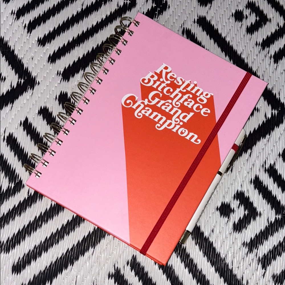 “Resting BF Grand Champion” Pink and Orange Spiral Notebook with Pen